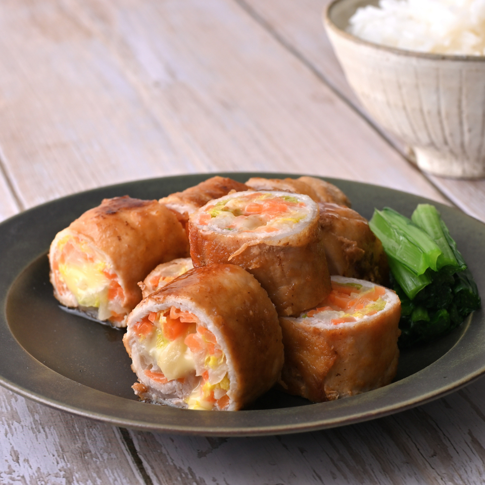 たっぷり野菜のチーズ肉巻き～適塩～
