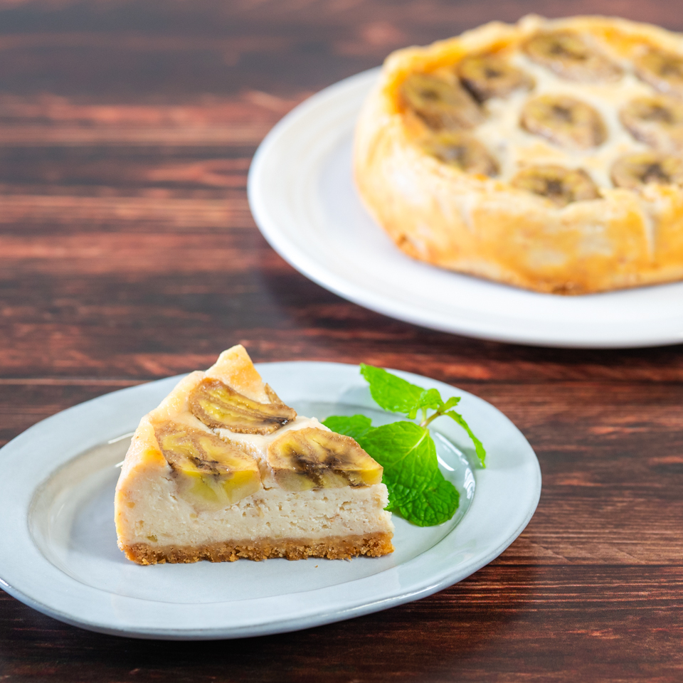 ベイクドバナナチーズケーキ　キビ砂糖のコク深い甘み