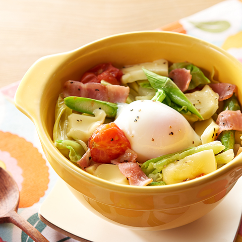 レンジで簡単！とろ～り温玉チーズ丼