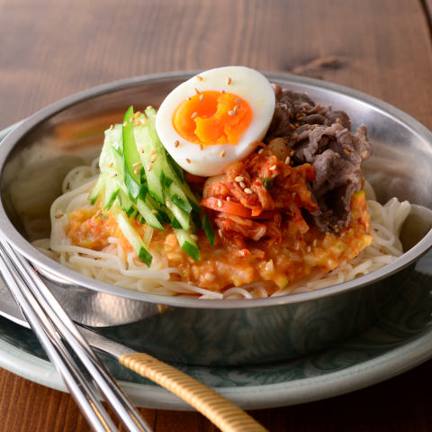 れん乳甘辛ねぎみそのからみ麺      ビビン麺風