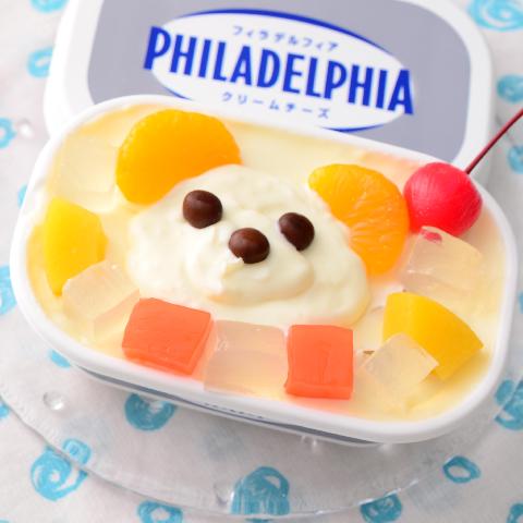フィラデルフィア容器で簡単♪白くま風フルーツみつ豆レアチーズ