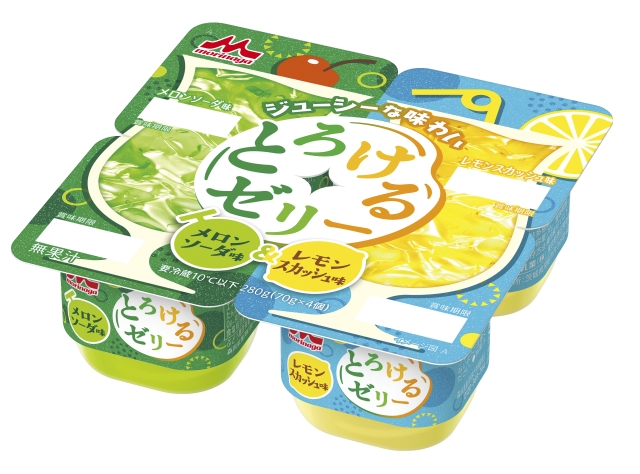 「森永とろけるゼリー メロンソーダ味＆レモンスカッシュ味 4個パック」 4月7日（火）より全国にて新発売