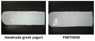 Comparision of PARTHENO and handmade greek yogurt when thinly spread