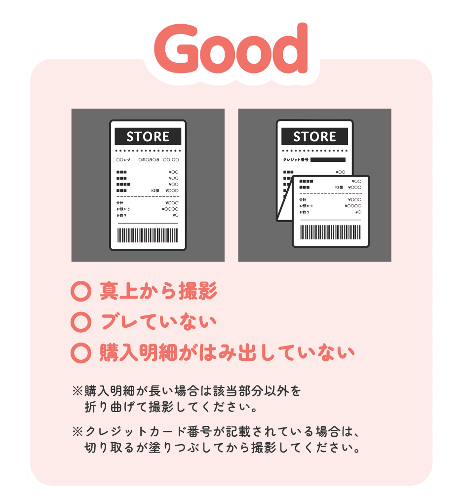 購入明細撮影のいい例