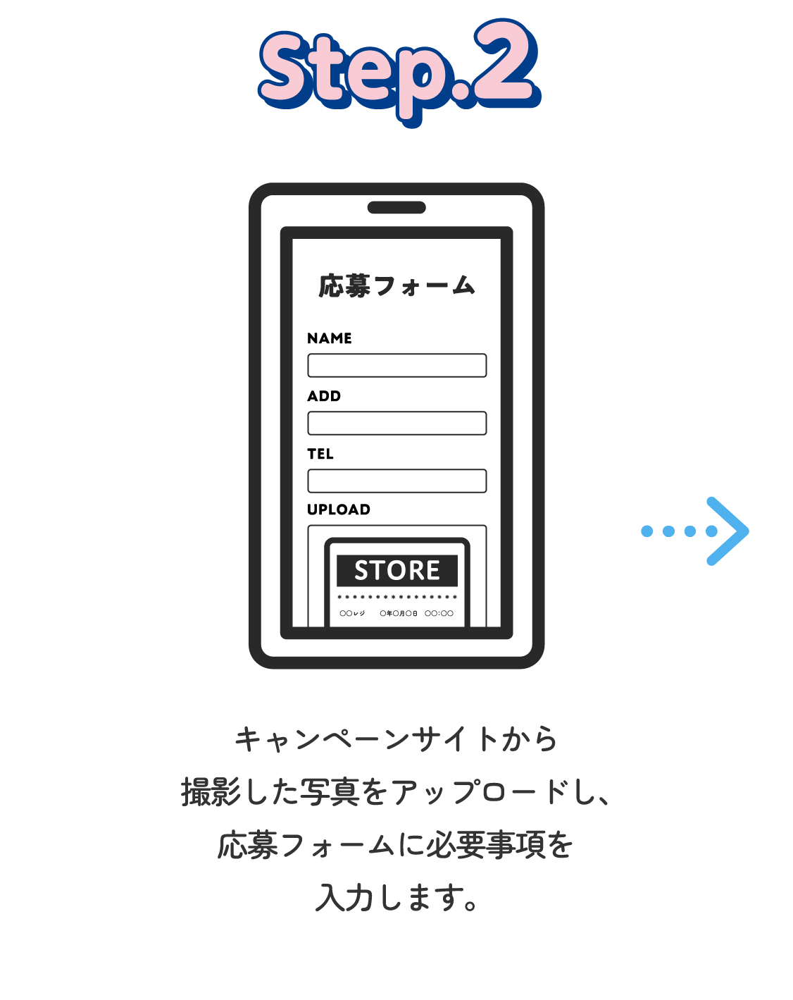 STEP2 キャンペーンサイトから撮影した写真をアップロードし、応募要項に必要事項を入力します。