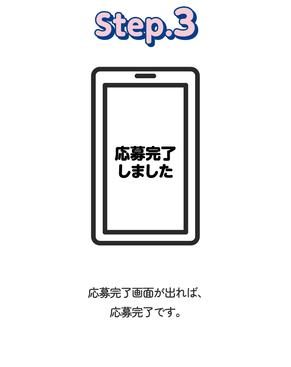 STEP3 応募完了画面が出れば、応募完了です。